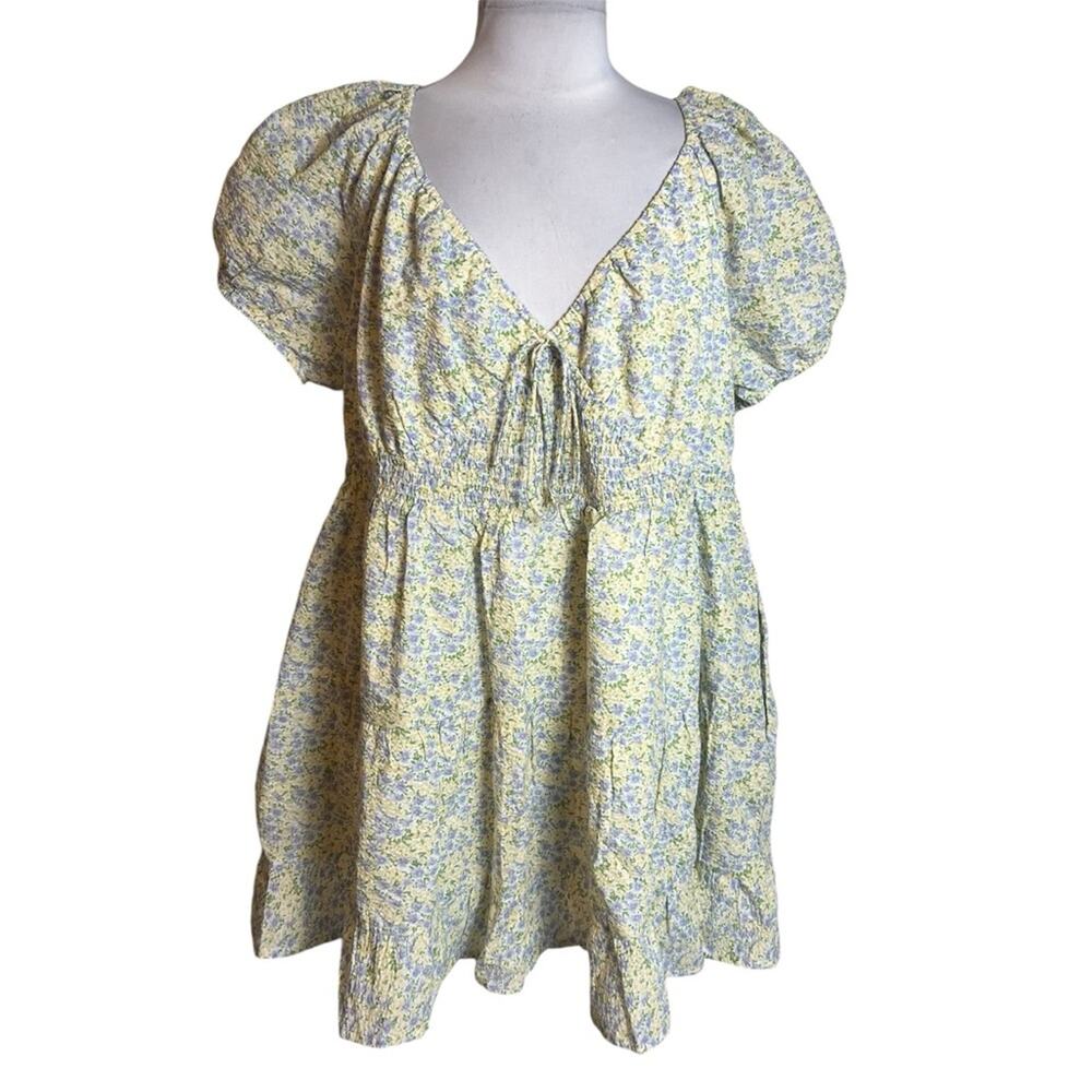 NWT Arula Claire mini dress Sz 3X Blue‎ yellow floral
